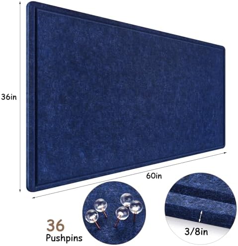 Large Bulletin Board, Foldable 60x36 Inches Cork Board Alternative, Large Felt Board Decorative Pin Board for Wall, Foldable Photo Board Self-Adhesive Vision Board with 36 Pushpins Dark Blue - Image 7