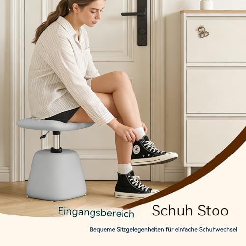 PU Leather Ottoman for Small Space, Swivel Vanity Stool with Adjustable Height,Upholstered Ottoman Foot Rest Under Desk for Living Room, Bedroom, Entryway - Image 7