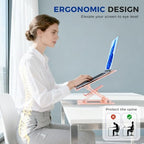 Ergonomic 2-in-1 Laptop Phone Stand for Desk, Pink Laptop Stand Adjustable Riser, Sturdy and Portable, Fits All Laptops and Phone (Pink) - Image 6