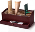 Wood Desktop Organizer with Drawer, 17 Inch 32 Section Bill & Mail & File Organizer Storage for Office Desk, Desktop Mail Holder and Office Supplies Storage, Letter and Paper Sorter(Brown) by Unknown