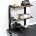 Spacrea Clamp on Desk Shelf, 2 Tier Office Desk Shelves Organizer, Wood Desktop Supplies Storage Rack, Desk Organizers and Accessories (Wood) by Spacrea
