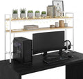 38.5" Desk Shelf with Outlets, 2-Tier Adjustable Multipurpose Engineered Wood Organizer Desk Hutch, Office Storage Rack, Desktop Shelf Organizer for Dorm,Office Home(Nature) by Rotulark
