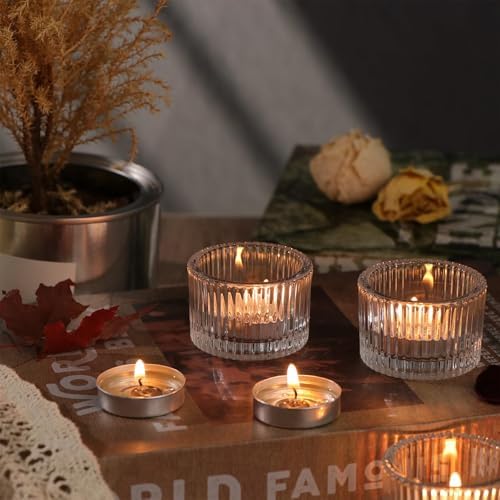 96 Pack Tea Light Candle Holders, Glass Clear Tealight Candle Holder Votive Candles Holders for Fall Wedding Table Centerpiece, Home Decor and Party Supplies - Image 5