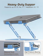 Aoviho Laptop Stand for Desk, Adjustable Foldable Aluminum Laptop Riser for 10–17.3 Inch Laptops – Sturdy Ergonomic Computer Holder, Supports Up to 22 lb, Cooling Vent, Sky Blue - Image 3