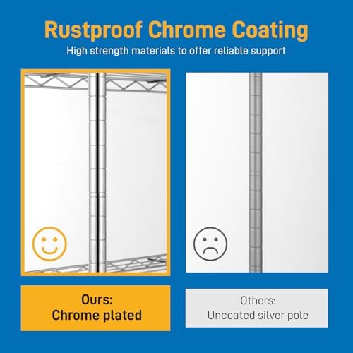 3 Tier Storage Racks Shelving, Heavy Steel Pantry Shelves, Adjustable Wire Shelving Rack, Suitable for Garage, Kitchen, Bathroom, Office, 12" W x 12" D x 24" H, Chrome - Image 6