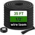 Heat Resistant Wire Loom Automotive Cable Management Sleeves 35ft-1/2inch Split Wiring Loom Harness Wire Organizer, High-Temperature Heavy Duty Auto Wrap Cord Protectors from Pets No Chew, Black by uuvzvcek