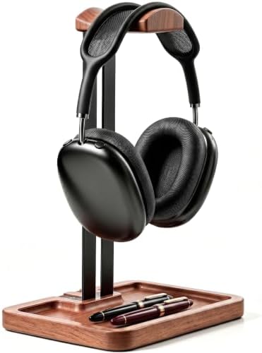 LOXP Wooden Headphone Holder, Solid Stand with Non-Slip and Storage Base by LOXP