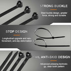 Blulu 7 Inch 500 Pcs Black Cable Ties with Metal Tooth Self Locking - Image 3