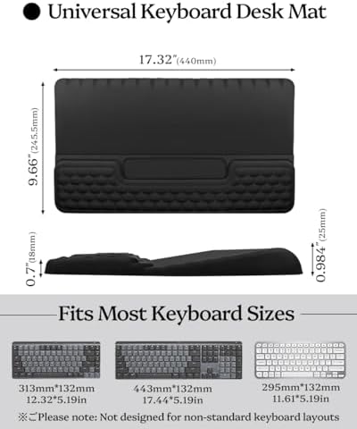 Wrist Rest for Computer Keyboard, 2 in 1 Keyboard Wrist Support Pad, Memory Foam Keyboard Riser Holder Lift Tray with Wrist Pad for Easy Typing for Office Desk, Home, School (Square Black) - Image 4