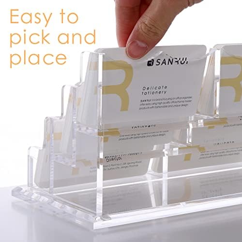 SANRUI Acrylic Business Card Holder, Clear Desk Card Organizer Stand 9 Slot - Image 3