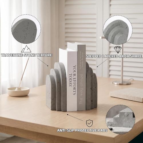 Decorative Bookends for Shelves, Heavy Duty Resin Book Stoppers for Books - Image 3