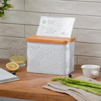 Hexagon Stripe Embossed Recipe Box with 4x6 Cards and Dividers - Image 5