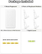 Dual Keyboard Wall Mount with Metal Pegboard, Holds 2 Keyboards | White - Image 6