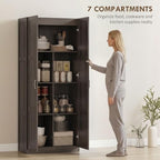 HOMCOM 71" Tall Kitchen Pantry Cabinet with 4 Adjustable Shelves Espresso - Image 4