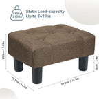 Poofzy Small Foot Stool Ottoman, Linen Ottoman Foot Rest with Legs, Rectangle Foot Rest for Couch, Footstools and Ottomans Small for Living Room and Entryway (Brown) - Image 3