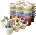6 Pack Classroom Caddy Organizer with Handle Macaron Plastic Table Caddy 6 Compartments Storage Cup Holder for School Supplies Art Crafts Crayons Pencil Stackable Desk Caddy for Office Home by JEChrochen