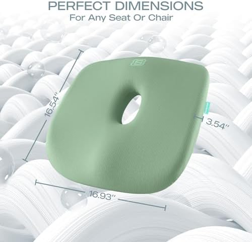 Skechers Seat Cushion Memory Foam,Donut Pillow Office Chair Cushion for Tailbone Pain Relief,Butt Pillow for Office Chair,Car seat Cushion,Long Sitting Office Workers,and Car Drivers,Green - Image 5