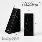 Koville Marble Bookends for Shelves, Natural Stone Book Ends for Large Books, Heavy Duty Bookends, Decorative Bookends for Office Home Kitchen Decor, Unique Modern Book Ends(Black) - Image 2