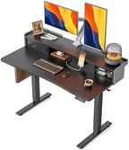 FEZIBO 48 X 24 Inch Standing Desk with Storage, Adjustable Height Sit Stand Desk with Sliding Pegboard Organizer, Felt Wall Bumper, Monitor Arm Compatible for Home Office Workstation, Black by FEZIBO