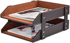 Leather Desk Organizer,2-Tier Stackable Letter Tray Holder,Office Supplies Desktop Storage Box for Document,Stationery,Magazines,Newspapers,Letters and Other Home Office Paper Sundries,Coffee by XNONE