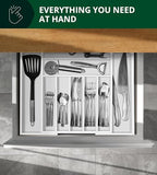 ROYAL CRAFT WOOD Luxury Bamboo Kitchen Drawer Organizer - Silverware Organizer - Utensil Holder and Cutlery Tray with Grooved Drawer Dividers for Flatware and Kitchen Utensils (9 Slot, White) - Image 7