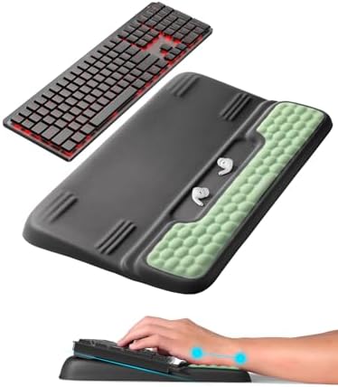 Vaydeer Keyboard Stand with Wrist Rest, Gaming Wrist Support Pad, Ergonomic Hand Rest Arm Soft Memory Foam for Palm Typing Comfort, Keyboard Riser Holder Lift Computer Desk Accessory Office Home-Green by Vaydeer
