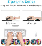 Keyboard Wrist Rest Set,Memory Foam Wrist Support Mouse Pad,31.5"x11.8" Desk Mat for Comfortable Typing & Pain Relief,Non-Slip Base for Office & Home Use - Vintage Geometric Print Vector - Image 4