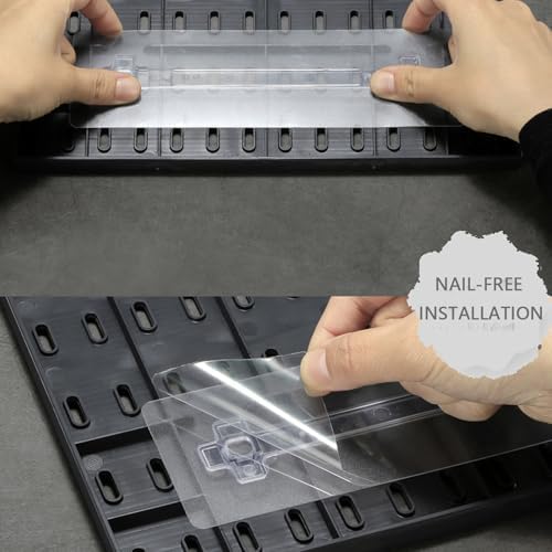 MULSAME Pegboard Combination Kit, Wall Mounted Storage Set with 4 Pegboards & 14 Accessories Hanging, Black Peg Boards Organizer for Walls Display, Crafts Organization, Kitchen Organizer, 22" x 22" - Image 4