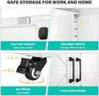 SISESOL White Metal Storage Cabinet with Wheels and Drawers,Rolling Garage Storage Cabinet with Doors and Adjustable Shelves,73" Mobile Tall Large Metal Tool Cabinets for Home,Office,Garage - Image 3