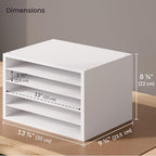 Ballucci 5 Tier Paper Organizer Letter Tray, Wood Desk File Organizer with Adjustable Shelves, Home Office School Letter/A4 Mail Sorter Magazine Holder - White - Image 3