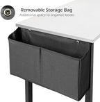 Lufeiya Computer Desk White Writing Table for Small Spaces Home Office 39 Inch Modern Study PC Desk with Storage Bag Hook, White Black - Image 5