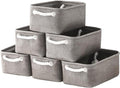 TheWarmHome Foldable Small Storage Baskets with Strong Cotton Rope Handles [6-Pack] Gray Collapsible Storage Bins Set Works Room Storage, Nursery Baskets by TheWarmHome