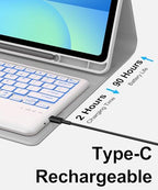 Keyboard Case for Samsung Galaxy Tab S10 FE+ Plus 13.1'' 2025, Galaxy Tablet S10FE+ Case Keyboard with Trackpad, Backlit Touch Keypad with S Pen Holder for Samsung Tab S10FE Plus, Light Grey - Image 6