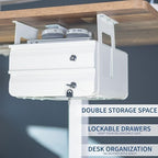 VIVO White 12 x 14 inch Under Desk Double Stacked Drawers, DESK-AC03L-2W - Image 3