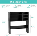 30" Black Desk Hutch Dorm Top Only with Sheves Felt Board for College - Image 3