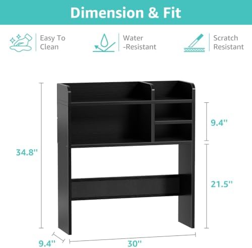 30" Black Desk Hutch Dorm Top Only with Sheves Felt Board for College - Image 3