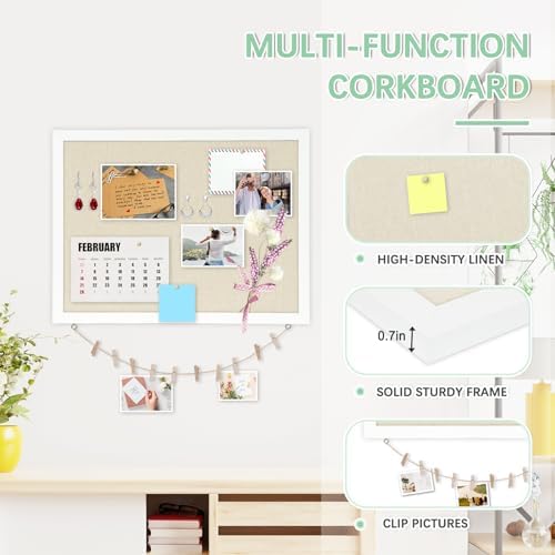 DOLLAR BOSS Double-Sided Bulletin Boards with Linen, 30"x20" Cork Board - Image 3