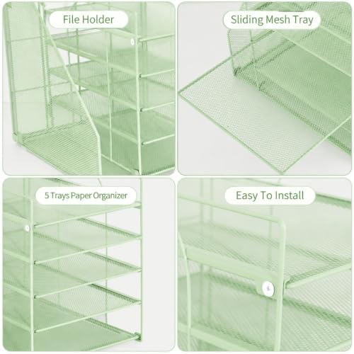 LEKETREE Desk Organizers and Accessories, 5-Tier Paper Letter Tray - Image 4