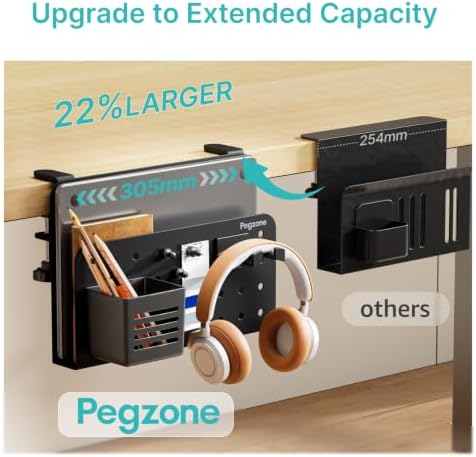 PEGZONE Desk Side Storage Organizer, Fits Flat Edge 0.4" to 2.2", Black - Image 5