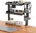 Metal Clamp On Desk Shelf,Storage Shelves with Pegboard and Pencil Holder by CABTE