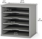 Ballucci 5-Tier File Organizer for Desk, Wooden Mail Sorter, Office Desk Organization, Paper Storage Organizers, Folder Holder for Desk, Letter Trays & Stacking Supports, Gray - Image 4