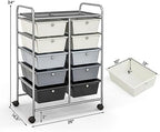 Giantex 10 Drawers Rolling Cart, Classroom Organizers, Storage Cart with Wheels, for Teacher Office Home School Supplies Tool Craft Art Paper, Gray Gradient - Image 3