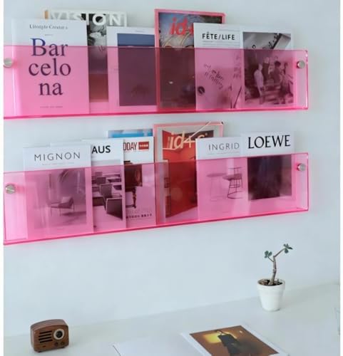 ROYALITA 2-Pack Acrylic Magazine Holder Brochure Holder, Pink 36 Inch - Image 5