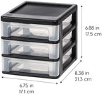 IRIS USA 4-Pack, 3-Drawer Small Plastic Stacking Desktop Organizer, Black - Image 3