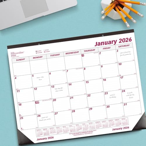 Brownline 2026 Monthly Desk Pad Calendars, 22" x 17", Five-Pack, January-December, English, Burgundy/White - Image 7