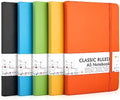feela Journal Notebook Bulk for School, Hardcover Business Classic Ruled Lined Journals with Pen Holder for Work Office Journaling, with 5 Black Pens, 120 GSM, 5.1”x8.3”, 5 Pack, A5, Solid Colors by feela