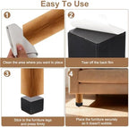 uxcell 4Pcs Self-Adhesive Furniture Risers, 2.36"x2.68" Square Heavy Duty Bed Lift Supports, Carbon Steel Table Sofa Risers with Felt Pads for Chair, Table, Sofa Legs, Leveling, Brown - Image 4