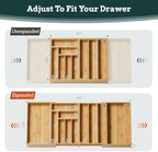 Bamboo Expandable Silverware Drawer Organizer, 11 Slots Utensil Holder - Image 4