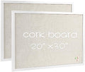 2-Pack Farmhouse Linen Cork Bulletin Board, White Frame 30" x 20" Corkboard, Office Board for Wall Decor, Wall Mounted Pin Board Picture Board with 40 Pushpins for School, Home & Office by Justdowhatyouwanttodo