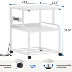 Homieasy 3D Printer Stand with Power Outlet, 23.6" x 23.6", White - Image 5